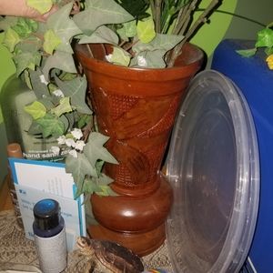 Vintage Carved Mahogany Vase